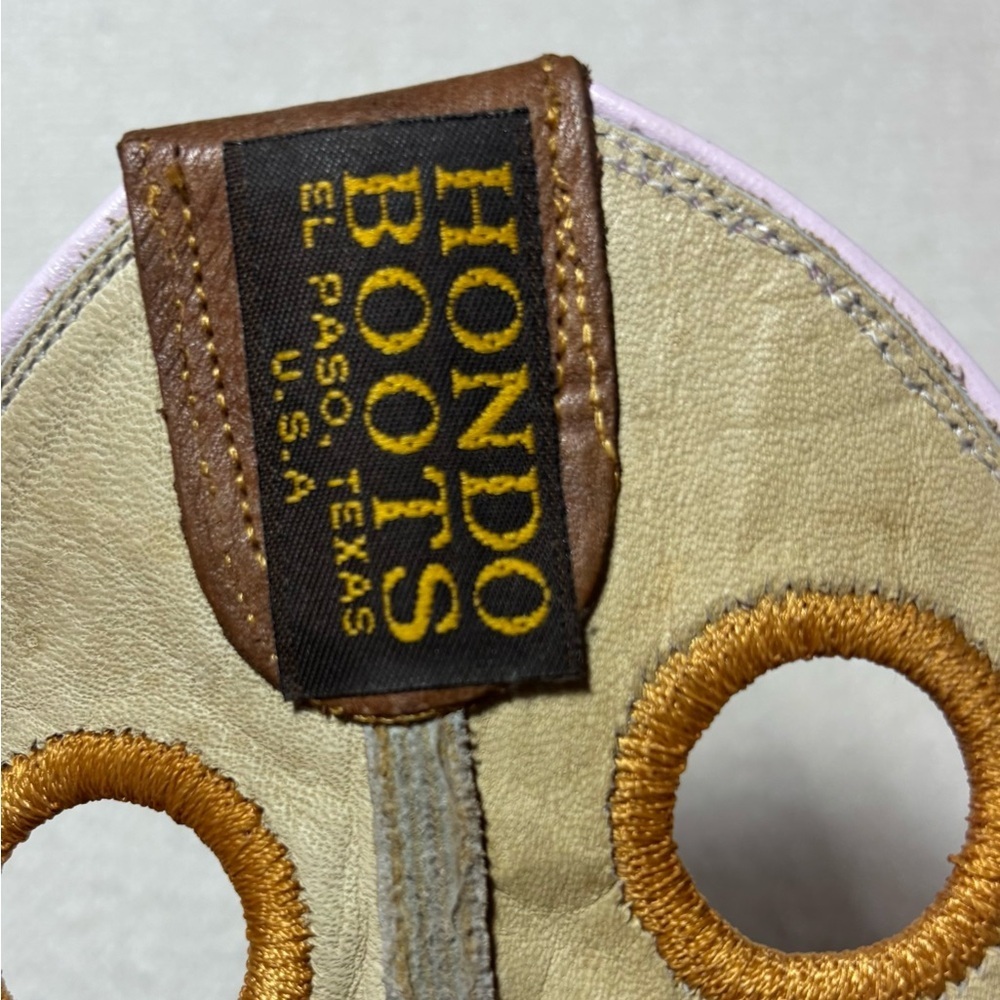 Hondo Boots Womens Brown Pink Leather Western Cowboy Square Toe Pull On USA - Picture 7 of 8